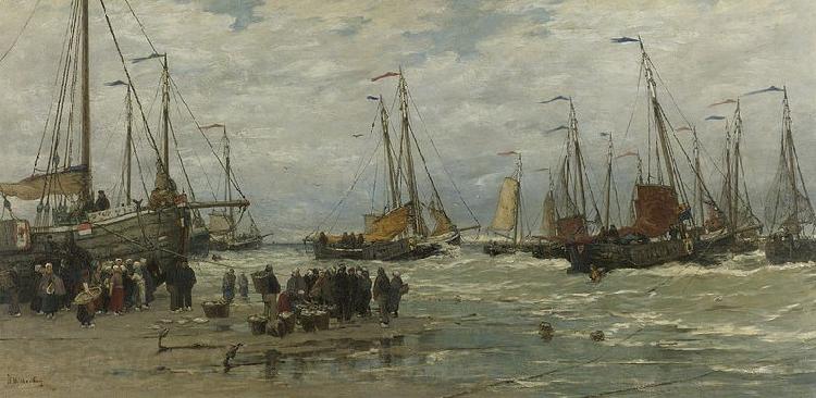 Hendrik Willem Mesdag Pinks in the Surf Norge oil painting art